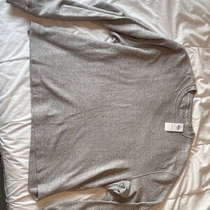 Abercrombie & Fitch Men's Light Gray Oversized Waffle Crewneck